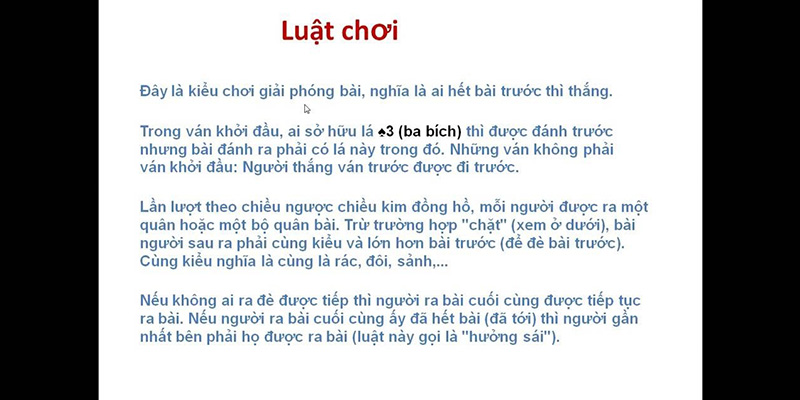 Giới thiệu luật chơi bài tiến lên miền Nam